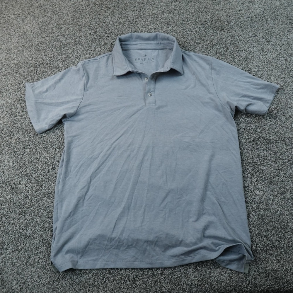 Free Fly Polo Shirt Mens M Blue Bamboo Blend Stretch Performance Golf Casual Top